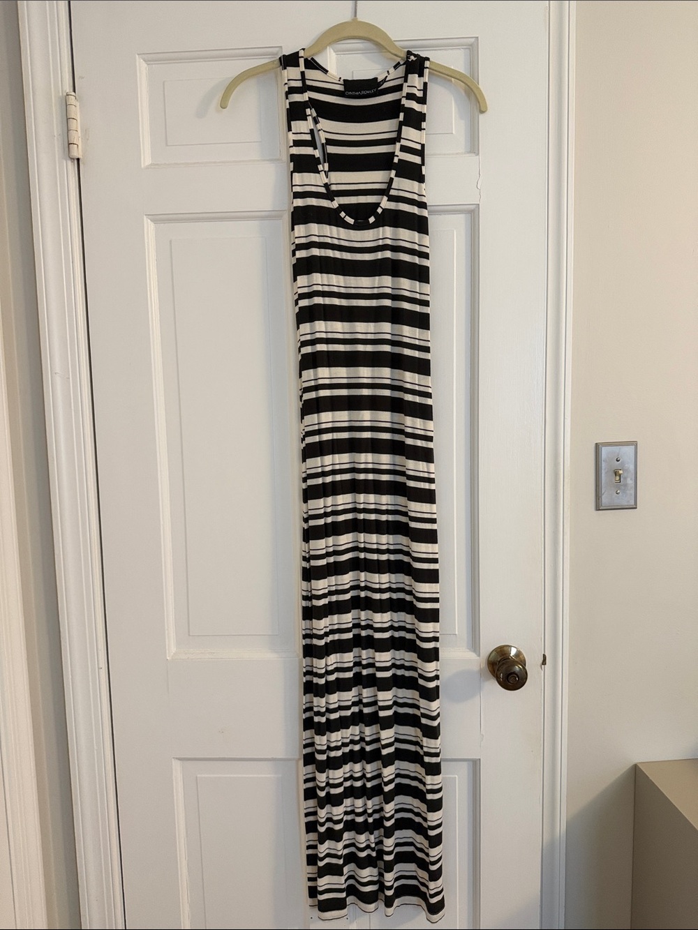 Cynthia Rowley Black and White Striped Maxi Dress